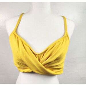 NWT All In Motion Yellow Ribbed Swim Bikini Top Racerback Size XL